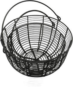 Set of 3 Stylish Black Metal Wire Nesting Bowls <b>With</b> Wood <b>Handles</b> High Quality Kitchenware Tableware Storage <b>Baskets</b> - Product Image 1