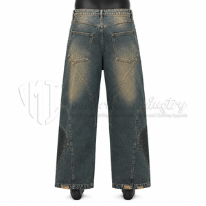 Pantalones Vaqueros Anchos para Hombre, Estilo Vintage, Desgastados, con Roturas en las Rodillas, Multipanel, Estilo Urbano - Product Image 2
