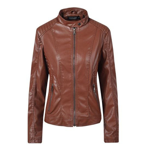 Chaqueta Corta de Mujer en Piel Sintética de Oveja con Cuello de Piel Vegana, Cierre de Cremallera, Resistente al Viento, Ecológica y Transpirable, Abrigo de Invierno - Product Image 1