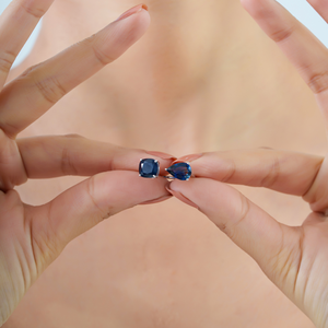 Prix de gros usine Bague ouverte en or blanc véritable K18 avec saphir bleu, bijou pour mariage et soirée, pierre de naissance de septembre - Product Image 4