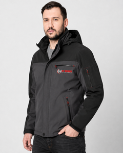 Veste à capuche noire pour homme LY HUMBLE, respirante, coupe-vent, sportive, fermeture éclair, col montant, rembourrage en polyester, coupe régulière - Product Image 4