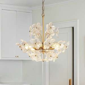 Lustre rustique en fer noir avec bras courbés et porte-bougies en forme de pétales de fleurs, disponible à prix de gros. - Product Image 6