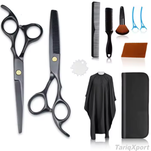 High Quality Stainless Steel Sharp Barber Thinning <b>Shears</b> Kit 6Pcs Titanium-Coated Leather Zipper Case - Product Image 3