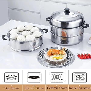 Olla Vaporera Premium para Cocina con Tapa de Vidrio Templado, Cuerpo de Acero Inoxidable Resistente, Base Compatible con Inducción - Product Image 2