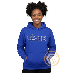 GREEK TREASURES Sudadera con Capucha para Mujer, Ligera, Cómoda, Diseño Personalizado con Logotipo, Invierno, Zeta Phi Beta, 100% Algodón, Transpirable, de Alta Calidad - Product Image 1