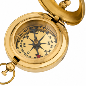 Astrolabe en laiton vintage avec étui en cuir et chaîne, instrument de navigation nautique fait main, cadeau maritime antique - Product Image 3