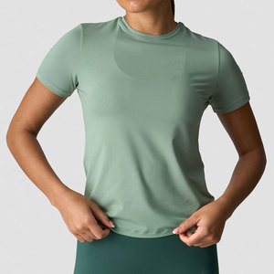 Active Wear Yoga T-Shirt High Quality Quick Dry <b>Athletic</b> Gym Training T-Shirt Custom Logo Blank Longline Slim Fit Top - Product Image 1