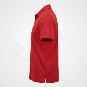 Polo à manches courtes rouge pour homme, 100% coton, tissu Oxford respirant, coupe classique, couleur unie, design tissé - Product Image 3
