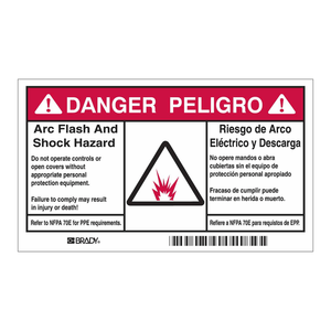 Etiquetas Bilingües de Advertencia de Arco Eléctrico y Riesgo de Descarga para Equipos Eléctricos, Duraderas, Impermeables, Adhesivas y Resistentes a los Arañazos - Product Image 2