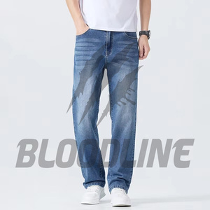 Jeans de Pierna Recta para Hombre BLOODLINE, Lavado a la Piedra, Algodón Denim, Cintura Media, Estilo Casual, Corte Regular para Otoño - Product Image 2