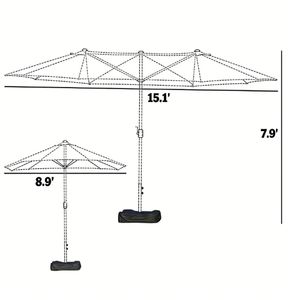 Ombrellone da Terrazzo Rosso Vino con Base, Ombrellone da Esterno per Cortile, Giardino o Spiaggia, Prodotto di Qualità - Product Image 6