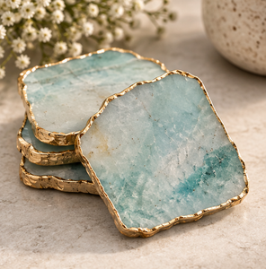 Juego de posavasos de ágata cuadrada de mármol de alta calidad de latón AK de 3 mármol de diseño atractivo para decoración de mesa/utensilios de cocina - Product Image 2