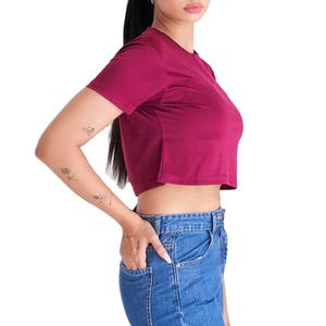 Affordable <b>Low</b> Price Women's Crop Top Tee Crew Neck Solid Color Casual Summer 100% Cotton Workout Regular Fit Cropped Shirts - Product Image 3