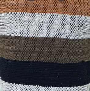 Sac fourre-tout en coton avec poignées en cuir, style bohème écologique, grande capacité, fermeture ouverte, pour femme, usage quotidien, plage, toutes saisons - Product Image 4