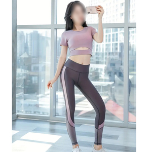 Ensemble de sport : soutien-gorge et leggings taille haute, nouveau design, séchage rapide, qualité supérieure, respirant, en coton - Product Image 1