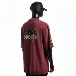 T-shirt homme en coton jersey délavé, couleur rouge vintage, logo en strass thermocollés, 100% coton, coupe ample, imprimé. - Product Image 5