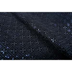 Tissu en velours bleu marine à paillettes, vendu au mètre, 54 pouces de large, extensible et brodé, pour kimono - Product Image 2