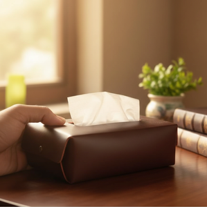 Boîte à mouchoirs et porte-serviettes en cuir véritable fait main, luxe moderne, pour la maison, la cuisine, la voiture, la décoration de table - Product Image 3