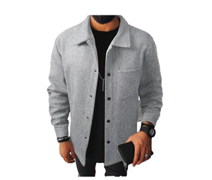 Veste décontractée homme 2025 style européen, col rabattu, couleur unie, coupe-vent, streetwear professionnel, respirante, teinte unie, OEM - Product Image 3