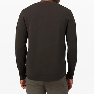 Sweat-shirt à manches raglan bleu foncé pour homme Coupe classique Col rond Tricoté en coton Vêtement décontracté pour l'automne - Product Image 2