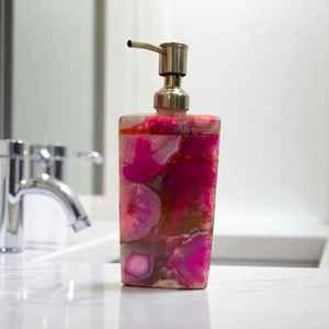 Juego de Accesorios de Baño de Resina de Ágata Rosa Ecológica Hecha a Mano, Color y Tamaño Personalizables, Decoración Moderna para Tocador de Mármol - Product Image 4