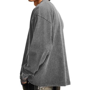 Custom Men's 100% Cotton <b>Pickled</b> Solid Color Casual 380 GSM Vintage Hooded Pocket Pullover Hoodie (Winter) Streetwear - Product Image 2