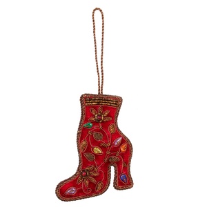 Adornos navideños de satén de terciopelo hechos a mano con cuentas, adorno bordado personalizado, globo, estrella de pavo real, Brazeal, estudio BSC personalizado - Product Image 2