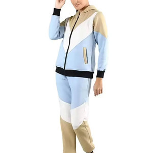 Conjunto Deportivo con Capucha para Mujer, Diseño Color Block, Cierre de Cremallera, Bolsillos Laterales, Ropa Casual de Otoño, Mezcla de Poliéster y Algodón - Product Image 4