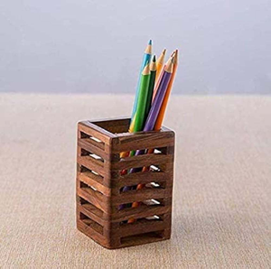 Support à crayons/feutres en bois au design élégant pour bureau et table d'étude, artisanat naturel - Product Image 2