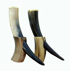 Cuerno Vikingo Natural para Beber con Soporte, Cuerno de Búfalo Duradero Hecho a Mano, Regalo Empresarial Moderno de NS Overseas - Product Image 4