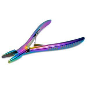 Pince de retrait d'extensions capillaires en titane à plasma arc-en-ciel, à mâchoires dentelées, pour ouverture de micro-anneaux, outil de pose professionnel pour salon, fabricant - Product Image 1