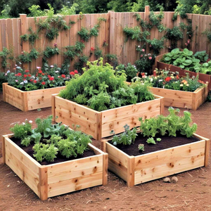 Premium Raised <b>Garden</b> Bed Kit Natural Solid Fir Wood Elevated <b>Planter</b> Box With Stair Step Design For <b>Vegetables</b> Herbs - Product Image 6