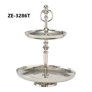 Handmade Wedding <b>Cake</b> Serving <b>Stand</b> for Luxury Event SuppliesHandmade Silver Two-Tier Round <b>Cake</b> <b>Stand</b> Multi-Layer Dessert - Product Image 3