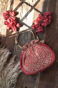 Bolsa de mano tipo Potli con cordón, bordada y con cuentas, personalizada, para fiestas nocturnas, bodas, para guardar joyas y cosméticos. - Product Image 4