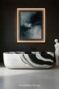 Bañera Independiente de Mármol Sólido, Estilo Europeo, Ecológica, para Uso en Interiores - Product Image 3