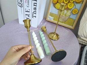 ILAHI's Vintage <b>Brass</b> Handmade Tapered <b>Candlestick</b> <b>Holder</b> Embossing Printing Design 1 Color High Quality Heat Resistant - Product Image 1
