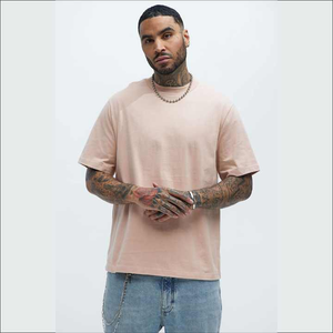 เสื้อยืดโอเวอร์ไซส์ผู้ชายแบบเรียบ 100% ผ้าฝ้ายเนื้อหนา สตรีทแวร์ ระบายอากาศได้ดี สไตล์ลำลอง รับผลิตแบบ OEM - Product Image 1