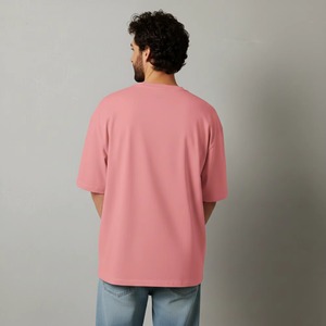 T-shirt en coton rose pour homme, coupe classique, manches courtes, col rond, décontracté, logo frontal, anti-rétrécissement, 300g - Product Image 2