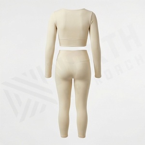 Ensemble de yoga deux pièces sans couture pour femmes grandes tailles, haut court et legging taille haute push-up, vêtements de sport et de fitness - Product Image 2