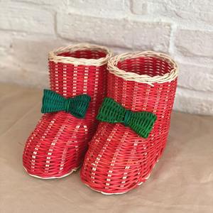 Ornement de Noël en rotin tressé fait main en forme de botte de Père Noël, décoration naturelle pour sapin de Noël et maison - Product Image 6