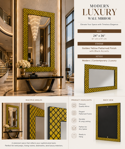 Espejo Decorativo con Diseño de Rayas Doradas y Negras, Espejo de Pared Moderno y Elegante para Baño, Dormitorio, Sala de Estar, 24*36 Pulgadas - Product Image 1