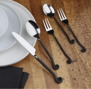 Flatware Collection Best-Selling <b>Black</b> Silverware Set of 5 Pcs <b>Table</b> Spoon Tea Spoon Fork Fruit Fork & Spreader Mirror Finished - Product Image 6