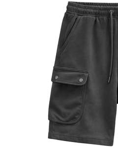 Shorts cargo gris anthracite pour homme, taille élastique avec cordon de serrage, style streetwear décontracté, avec poches latérales, shorts d'été OEM - Product Image 2