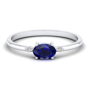Nouvelles bagues d'éternité REYES en or rose 14 carats avec moissanite pour femmes, 0,75 carat, saphir bleu, bagues de fiançailles et de mariage - Product Image 5