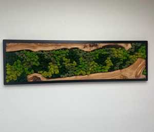 Mosaico de pared de madera Wildwood, arte de musgo Nature Nexus, decoración de pared de madera rústica con follaje, arte colgante con marco rectangular - Product Image 3