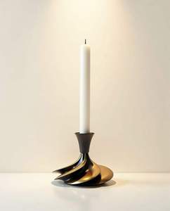 Modern Gold And Silver Metal <b>Candlestick</b> <b>Holders</b> Set With Geometric Linked Square Design For Elegant Tabletop Decor - Product Image 5