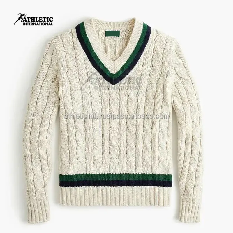 Cricket Sweater Online Großhandel Pakistan bester Winter mann CABLE Cardigan Sport pullover