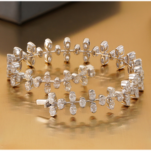 14K White Gold Tennis <b>Bracelet</b> with 7.55 CT Oval Lab Grown Diamond Vine Cluster IGI Certified Available in 10K and Rose Gold - Product Image 3