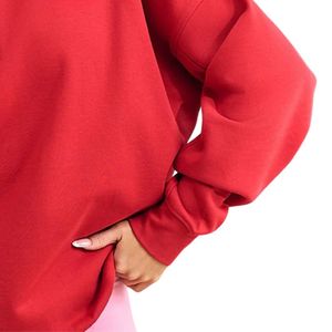 Sweat-shirt à col zippé rouge pour femme, coupe oversize, manches longues, style streetwear décontracté, coupe ample, respirant, hiver - Product Image 4