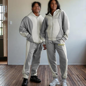Ensemble de survêtement unisexe personnalisé avec logo, sweat à capuche zippé et pantalon de jogging en molleton, style streetwear, vente en gros OEM - Product Image 5